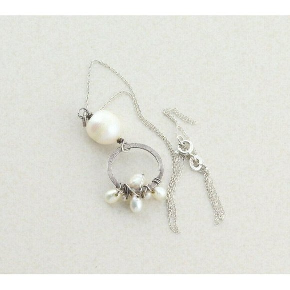 Sterling Silver Pearl Necklace 16 inch chain - Picture 7 of 7